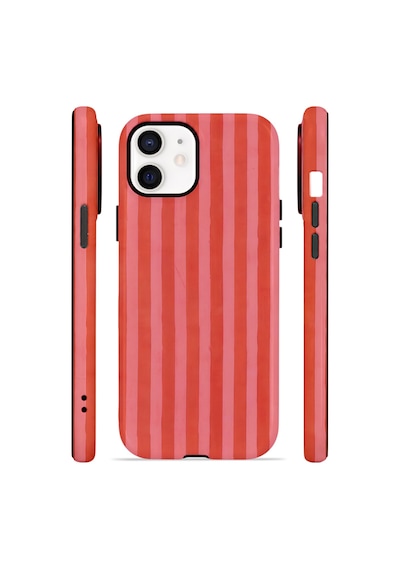 Apple iPhone Uyumlu 11 Vorian Çift Katmanlı Magsafe Kılıf Tomato Red Stripe