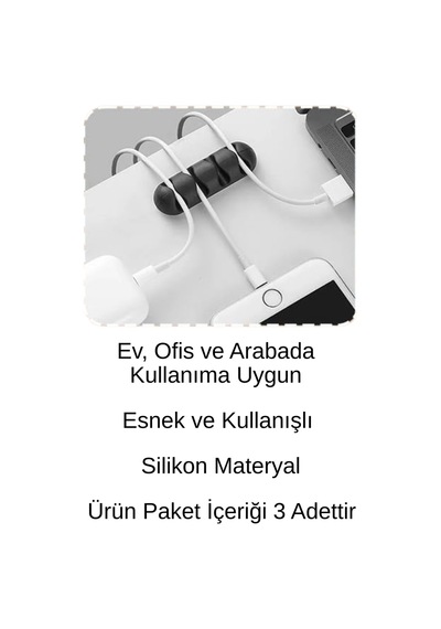 Siolanzi 5 Kanallı Kablo Tutucu Düzenleyici Siyah 3 Adet