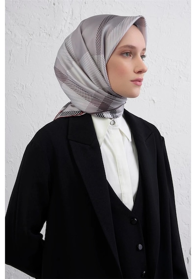 Armine Sura İpek Eşarp -2025/2026 -9418 Gümüş