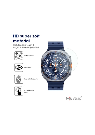 Novstrap Samsung Galaxy Watch Ultra 2025 47mm İle Uyumlu Ekran Koruyucu 9h Temperli Cam Kolay Uygulama Aparatlı