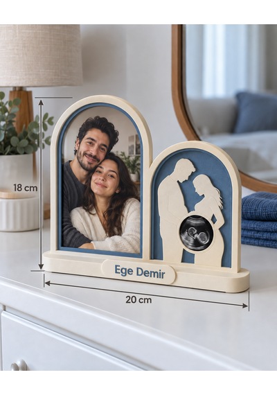 Sehmira İlk Heyecan Kişiye Özel Aile Ve Bebek Fotoğraf Çerçevesi Mavi
