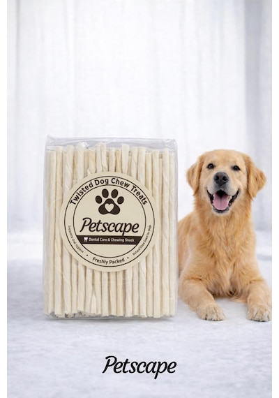 Petscape Köpek Ödülü, Burgu Çiğneme Çubuğu, Katkısız Diş Sağlığı Ödül Maması 20 Adet, Sade