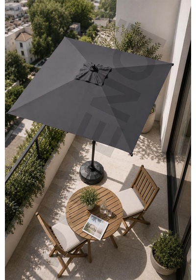 Alubrella Antrasit Kare Güneş Şemsiyesi, 210x210 / 8 Telli, Bidonlu