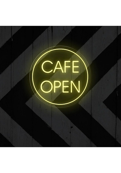Cafe Open Yazılı Neon Tabela Sarı