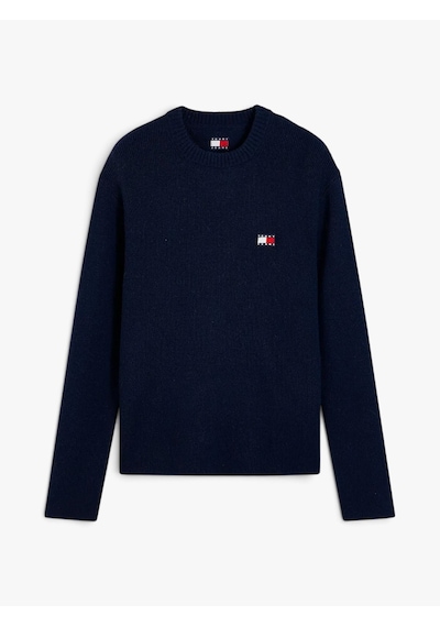 Tommy Hilfiger Tjm Reg Wool Mıx Sweater Erkek Mavi Kazak - Dm0dm23572