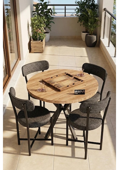 Sandalye 4 Adet Keten Kumaş Metal Ayak Modern Mutfak Sandalyesi Cafe Balkon Ofis Teddy Antrasit