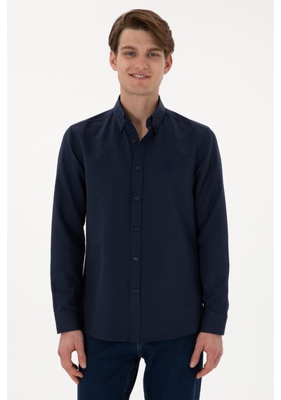 U.S. Polo Assn. Dokuma Uzun Kol Slim Fit Gömlek 2084085 Lacivert