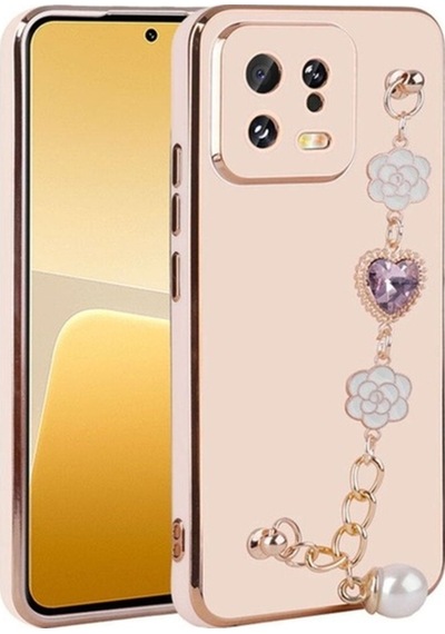 Xiaomi Mi 13 Kılıf El Tutamaçlı Kamera Korumalı Zore Taka Silikon Kapak Pembe