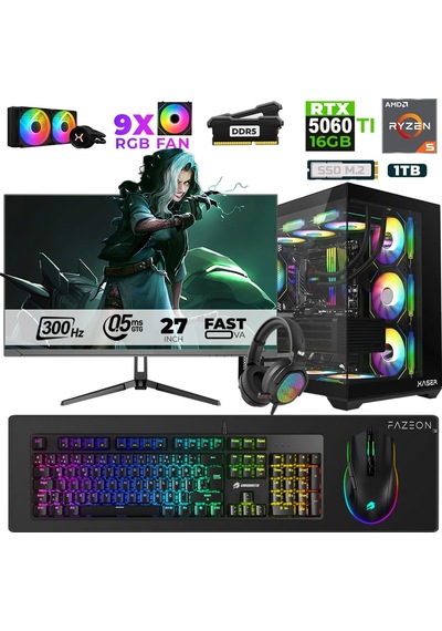 Xaser Star X350 R5-7500F 32 GB 1 TB M.2 NVMe SSD 16 GB RTX5060Ti 27" Free Dos Dizüstü Bilgisayar