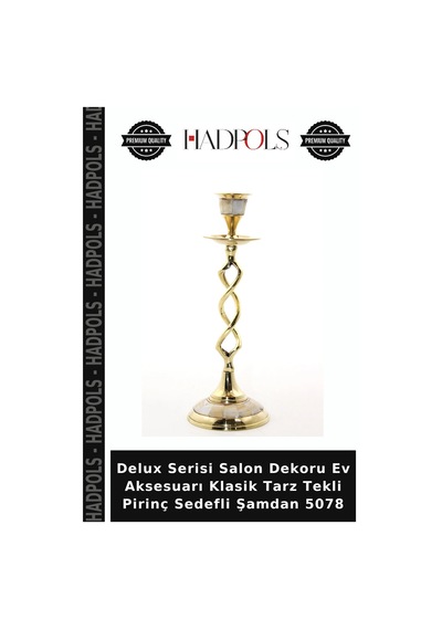 Delux Serisi Salon Dekoru Ev Aksesuarı Klasik Tarz Tekli Pirinç Sedefli Şamdan 5078