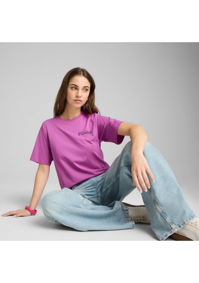 Puma Wardrobe Ess Floral Pack Relaxed Graphic Tee Kadın T-shirt Mor