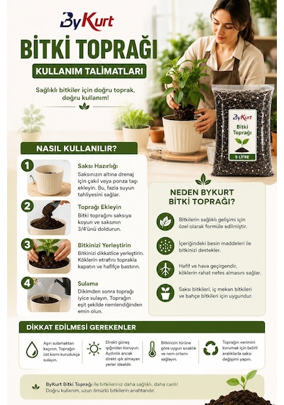 Bitki Toprağı 25 Litre 5x5 Litre Avantaj Seti Bykurt Hazır Karışım Torf Saksı Çiçek Ve Bahçe Toprağı 25 L