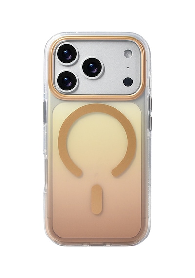 Apple Uyumlu iPhone 17 Pro Kılıf M-safe Şarj Özellikli Transparan Renk Geçişli Zore Toros Kapak Turuncu