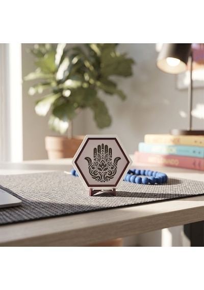 Modern Ve Butik Hamsa Masaüstü Objesi, Çalışma Alanınıza Özgünlük Katan Şık Ve Estetik Bir Tasarım 10x10 Cm, Yavru Ağzı