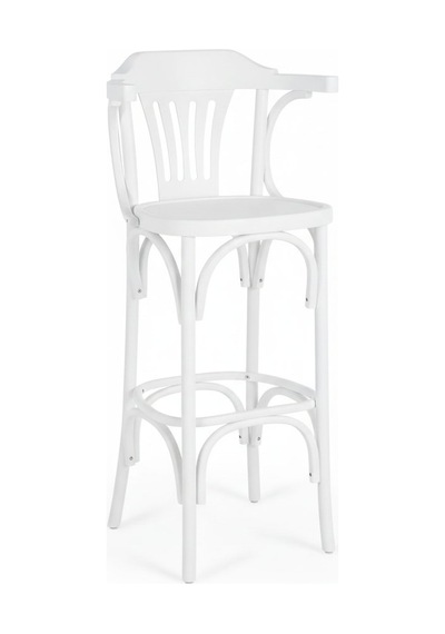 Thonet Kolçaklı Ahşap Bar Sandalyesi Beyaz