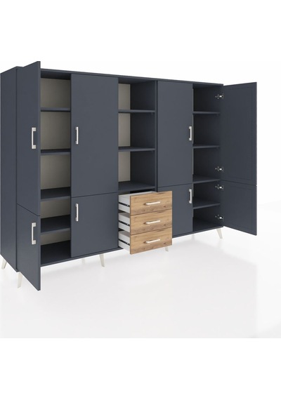 Hyperion Dolap 11 Raflı 3 Çekmeceli 8 Kapaklı 220x44x163 Antrasit Antrasit-antrasit/çam Hyperion Dolap 11 Raflı 3 Çekmeceli 8 Kapaklı 220x44x163 Antrasit Antrasit-antrasit/çam