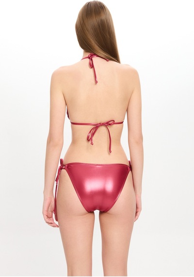 Toosalty Kadın Deri Görünümlü Küçük Üçgen Bikini Takımı 25sw027st Bordo