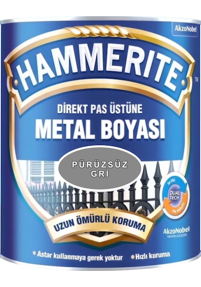 Hammerite Pürüzsüz Gri 0.75 Lt-astara Antipasa Gerek Kalmaz-6 Yıla Varan Dayanım-su İtici Özellik