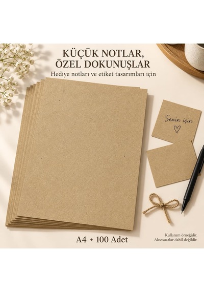 A4 Kraft Kağıdı, 100 Adet, 21 X 29,7 Cm, Kahverengi, Hobi, El İşi, Çizim Ve Hediye Notları İçin