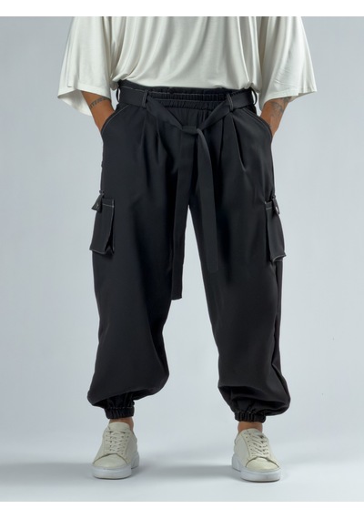 Cocopelli Siyah Erkek Bol Kesim Kargo Cepli Jogger Pantolon Coc3301
