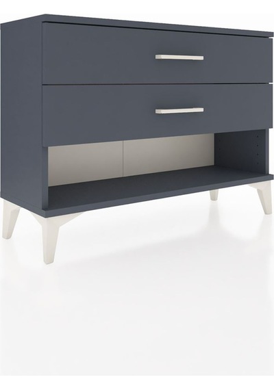 Arges Şifonyer 2 Çekmeceli 88x30x64 Antrasit-antrasit Antrasit