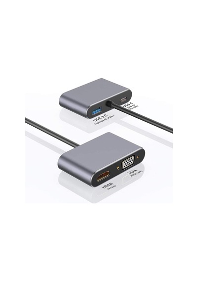Type-c Hdmi Vga Usb 3.0 Type 4in1 Video Dönüştürücü Veri Aktarıcı Usb Adaptör Notebook Ve Macbo