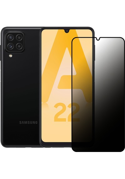 Samsung Uyumlu Galaxy A22 Hayalet Privacy Gizli Cam Ekran Koruyucu Siyah