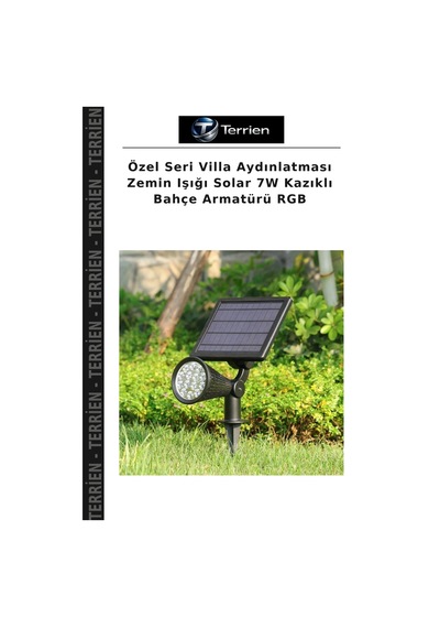 Özel Seri Villa Aydınlatması Zemin Işığı Solar 7w Kazıklı Bahçe Armatürü Rgb