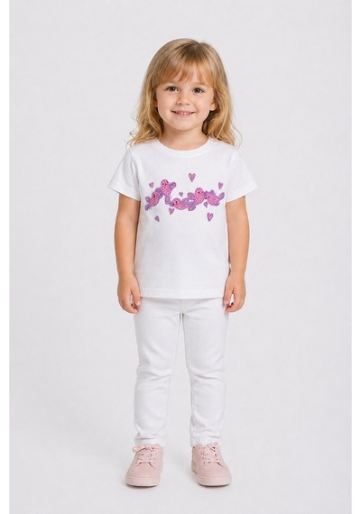 Yale Kids 1 4 Yaş Kız Çocuk %95 Pamuklu Tişört Beyaz