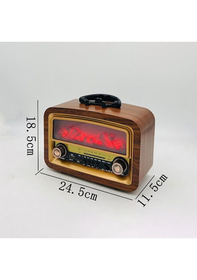 Şömine Alevi Efektli Usb / Tf Kart / Aux Girişi - Bluetooth Hoparlör 1800mah - Fm Radyo Nostaljik Radyo