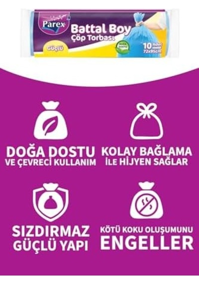 Güçlü Çöp Torbası Battal Boy 10&apos Lu