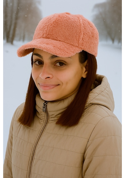 Gonca Şapka Kadın Kışlık Peluş Şapka Kep Trendy Baseball Cap Pembe