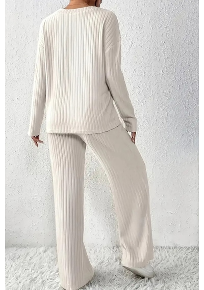 Unisex Beyaz Raporlu İnterlok Kumaş Eşofman Takımı Rahat Ev Ve Günlük Giyim Beyaz Unisex Beyaz Raporlu İnterlok Kumaş Eşofman Takımı Rahat Ev Ve Günlük Giyim Beyaz