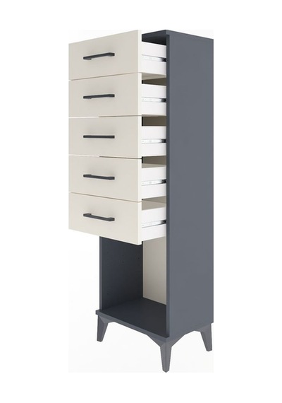 Arges Dolap 5 Çekmeceli 44x30x134 Antrasit-aytaşı Antrasit