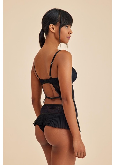Amarelle Roma Siyah Balenli Dantel Detaylı Babydoll