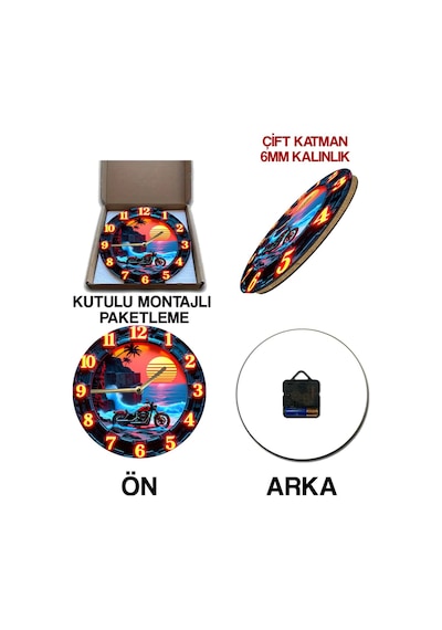 Sessiz Yuvarlak Ahşap Duvar Saati, Kuvars Hareketli 3d Görünümlü 2d Saat Sdw051 Renkli
