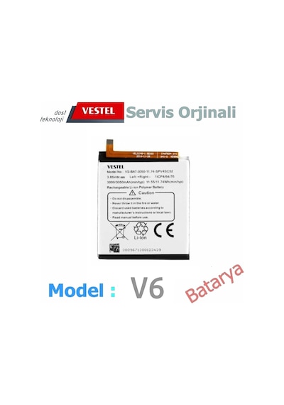 Vestel Uyumlu Venüs 6 V6 Batarya 3050Mah Vakumlu Ambalajında Garan
