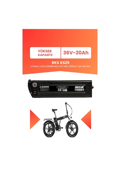 Rks Xs25 Uyumlu 36v 20ah Elektrikli Bisiklet Bataryası Siyah