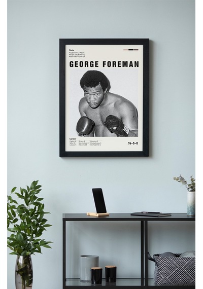 George Foreman Ahşap Çerçeveli Poster Tablo Tarihi Boks Efsanesi