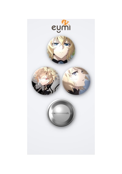 Seraph Of The End Mikaela Hyakuya 3'lü Metal Rozet Seti 58mm İğneli Buton Çanta Yaka Rozeti Çok Renkli