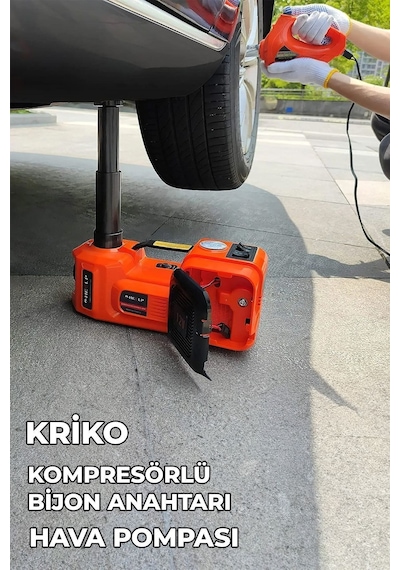Pro Seri Elektirikli Araba Kriko Kiti 5 Ton 12 V Hidrolik Kriko Bijon Anahtarı Seti Darbe Anahtarı