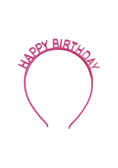 Fuşya Happy Birthday Yazılı Kız Çocuk Taç Fuşya