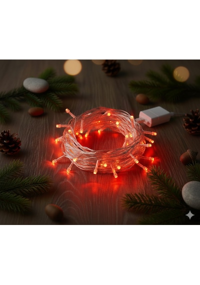 Damla Uçlu Kırmızı Dekoratif Işık 10 Metre 100 Led Çok Renkli