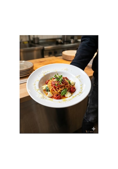 Termogold 6 Adet Melamin Derin Makarna Ve Spagetti Tabağı Seti - 25 Cm Şef Tabağı Beyaz Beyaz