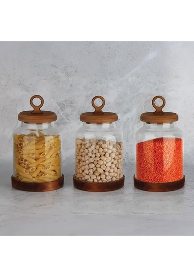 Amberhaus 3'lü Ring Serisi Akasya Kapaklı Ve Tabanlı Borosilikat Cam Kavanoz Seti - 1100 Ml Vakumlu Bakliyat Ve Kurabiye Saklama Kabı 20x11.5 Cm Çok Renkli Amberhaus 3'lü Ring Serisi Akasya Kapaklı Ve Tabanlı Borosilikat Cam Kavanoz Seti - 1100 Ml Vakumlu Bakliyat Ve Kurabiye Saklama Kabı 20x11.5 Cm Çok Renkli