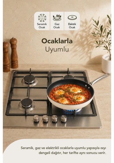 Esperanza Titanyum Tava 28 Cm Krem