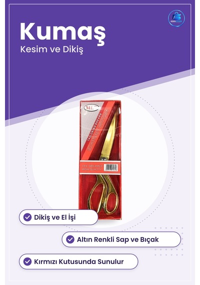 Sarı Terzi Makası Altın Renkli Kumaş Kesim Dikiş Ev Atölye Profes
