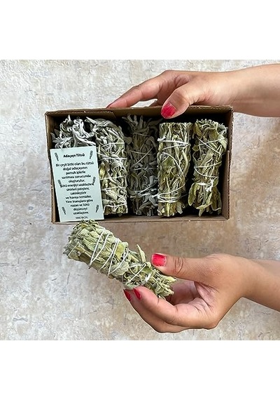 Organik Adaçayı Tütsü 5 Adet Natural White Sage Incense, Aura Cleansing White Sage, Enerji Ve Arınma Seti