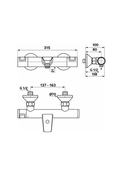 Ideal Standard Ceratherm T25 Termostatik Banyo Bataryası-krom Krom