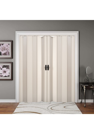 Faran Dekorasyon 170 x 215 Beyaz Renk Camsız Çift Açılım Pvc Akordiyon Kapı - FRNAKMODEL-0-148